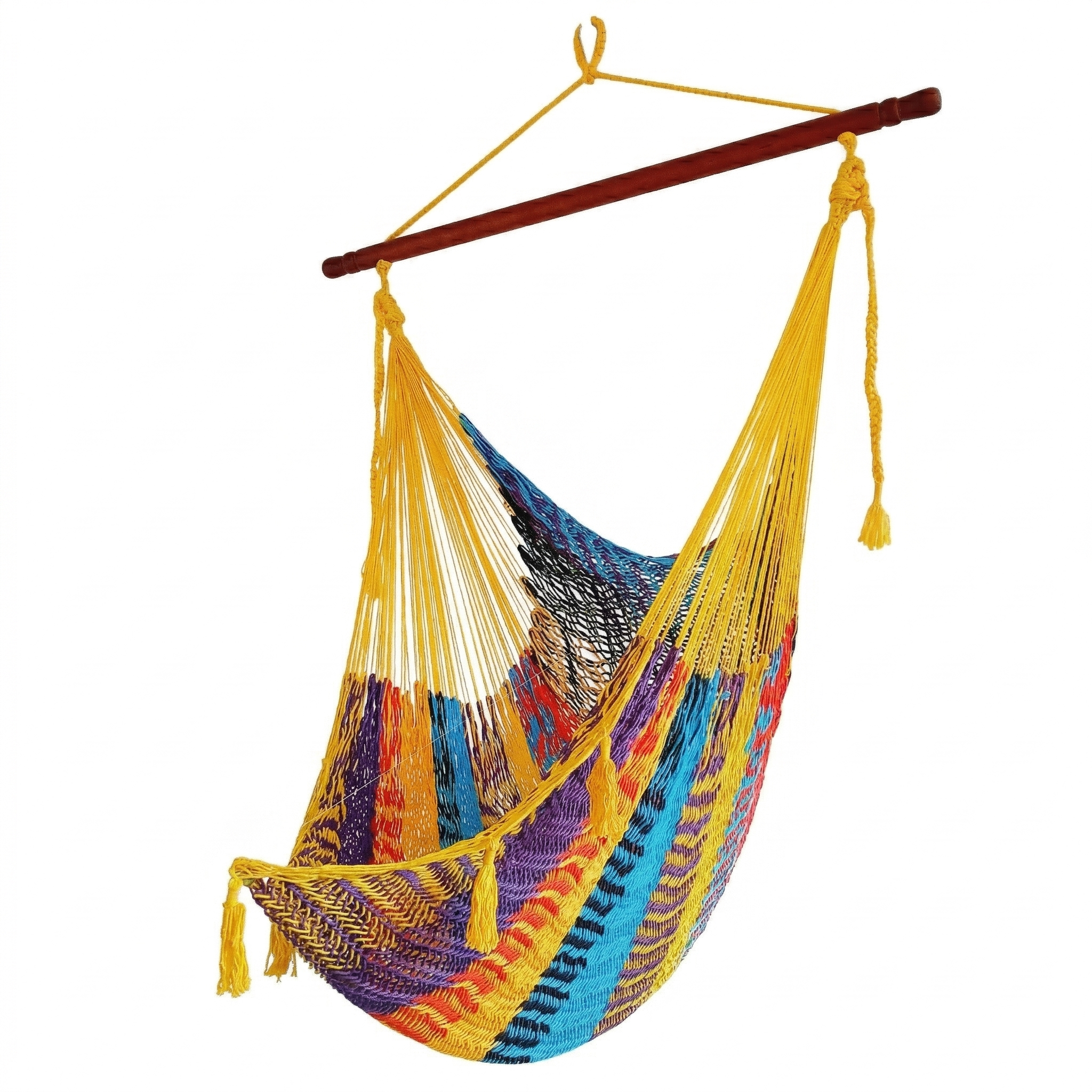 Meksykański Pleciony Fotel Hamakowy Maya - XL - bawełna