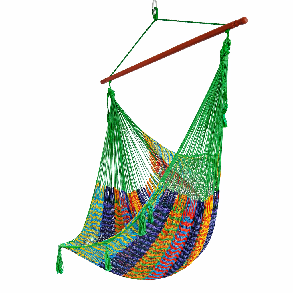 Meksykański Pleciony Fotel Hamakowy Brasil  XXL - bawełna
