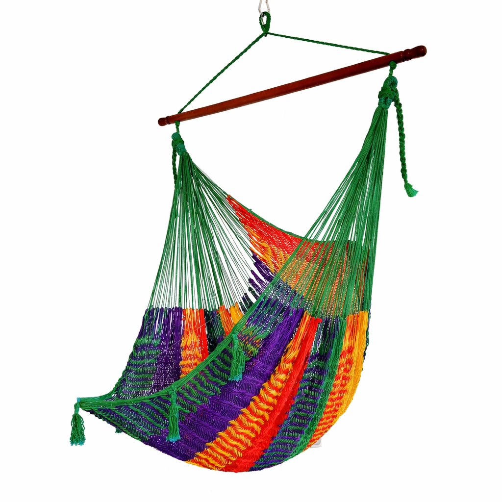 Meksykański Pleciony Fotel Hamakowy Brasil  XXL - bawełna