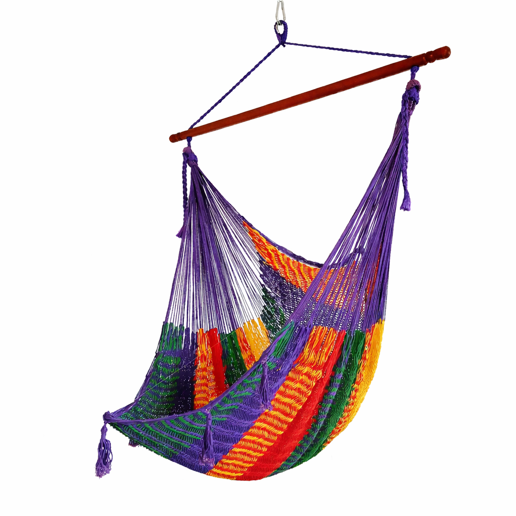 Meksykański Pleciony Fotel Hamakowy Brasil  XXL - bawełna