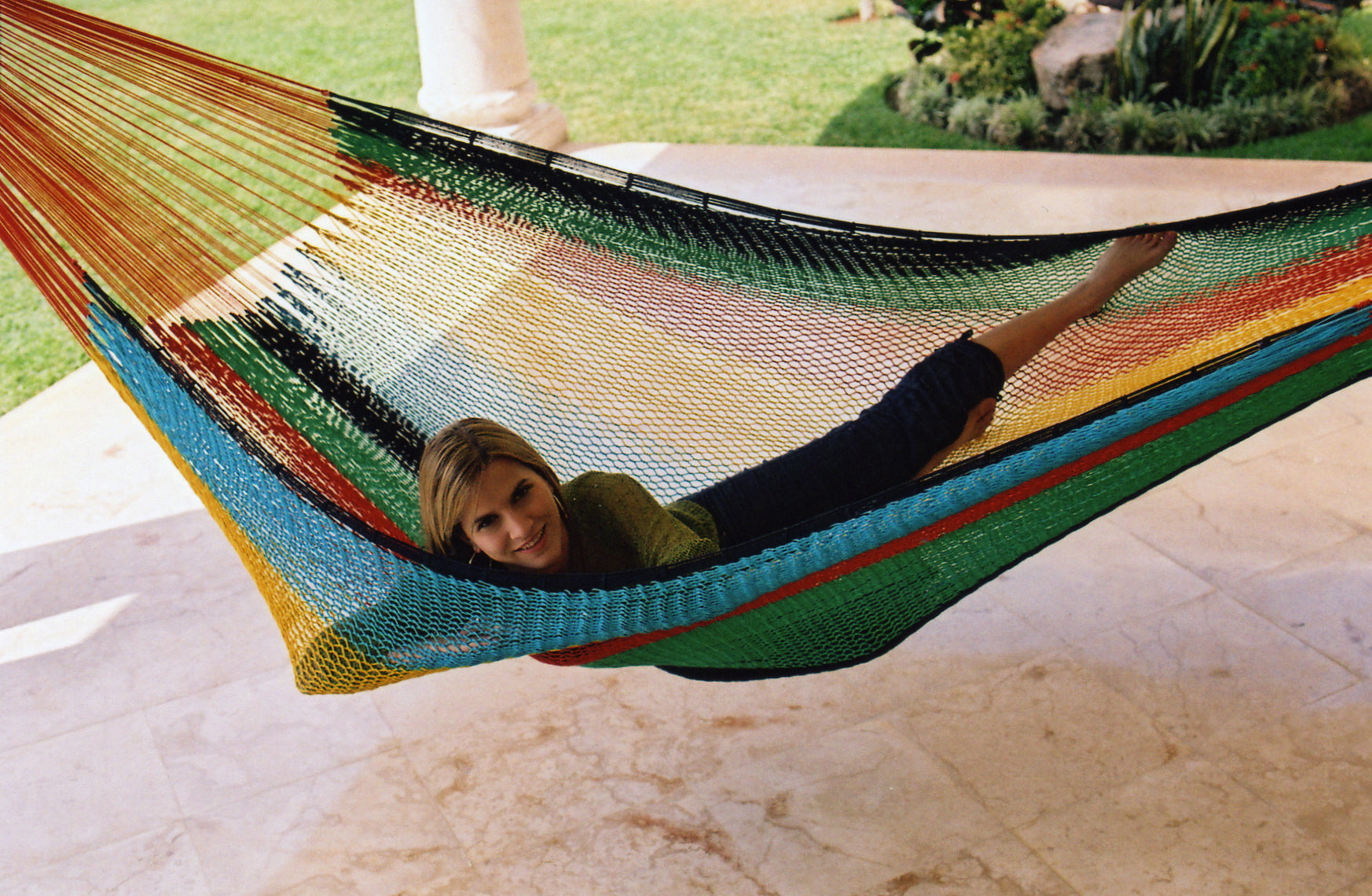 Meksykański Pleciony Hamak Tropical XL - bawełna / nylon