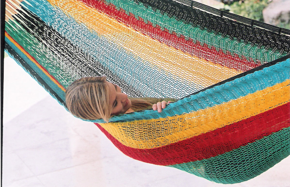 Meksykański Pleciony Hamak Tropical XL - bawełna / nylon