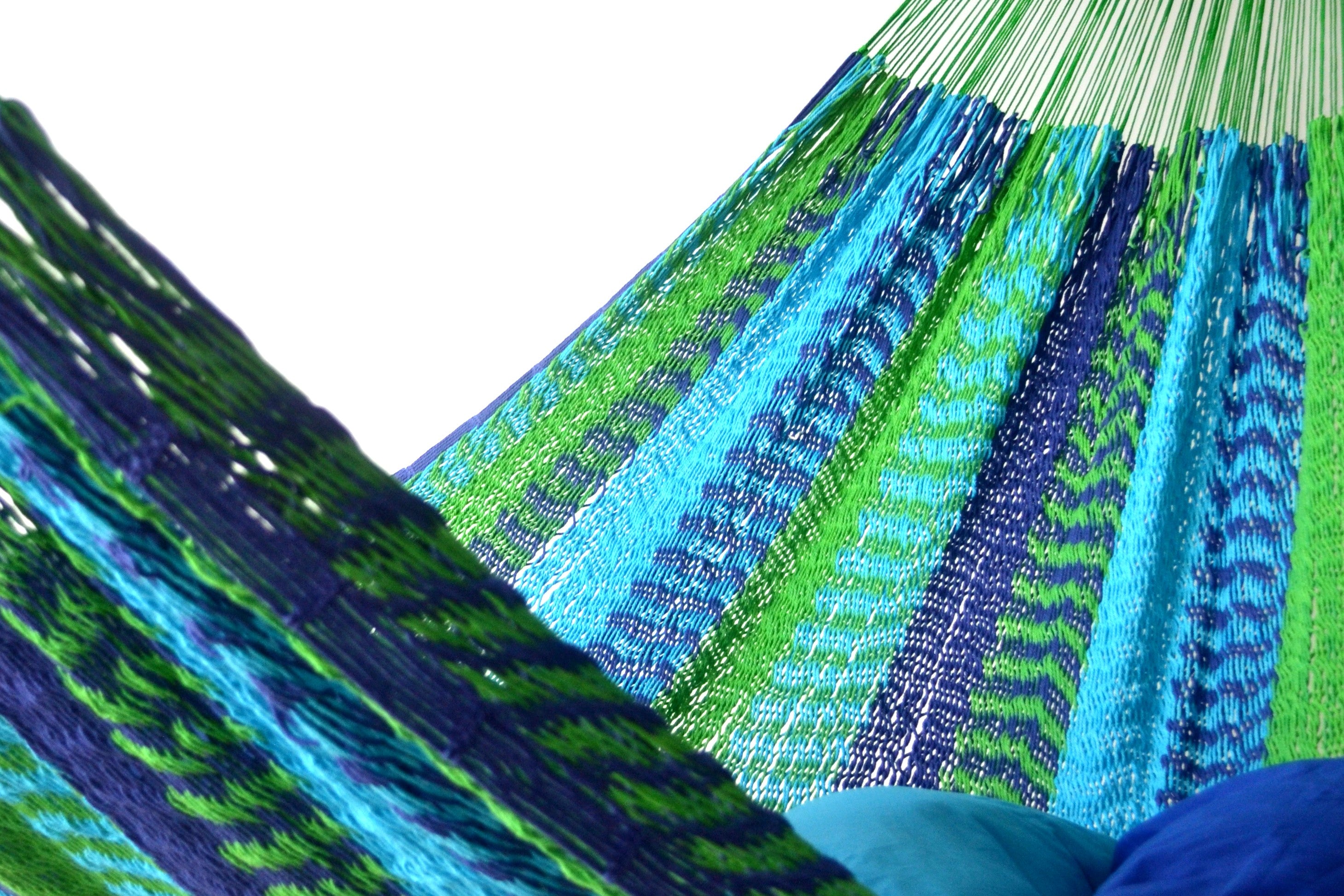 Meksykański Pleciony Hamak Tropical XXL - bawełna / nylon