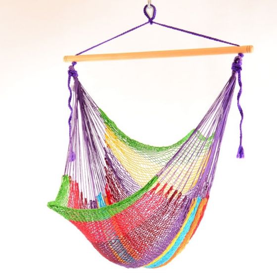 Meksykański Pleciony Fotel Hamakowy Indio L - bawełna / nylon