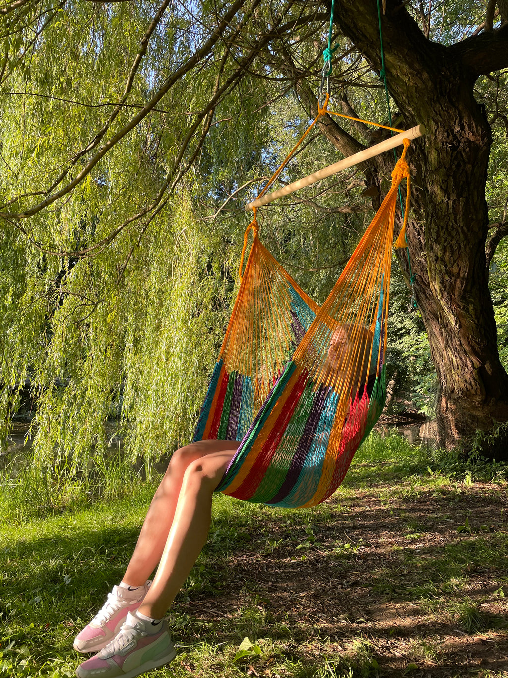 Meksykański Pleciony Fotel Hamakowy Indio L - bawełna / nylon