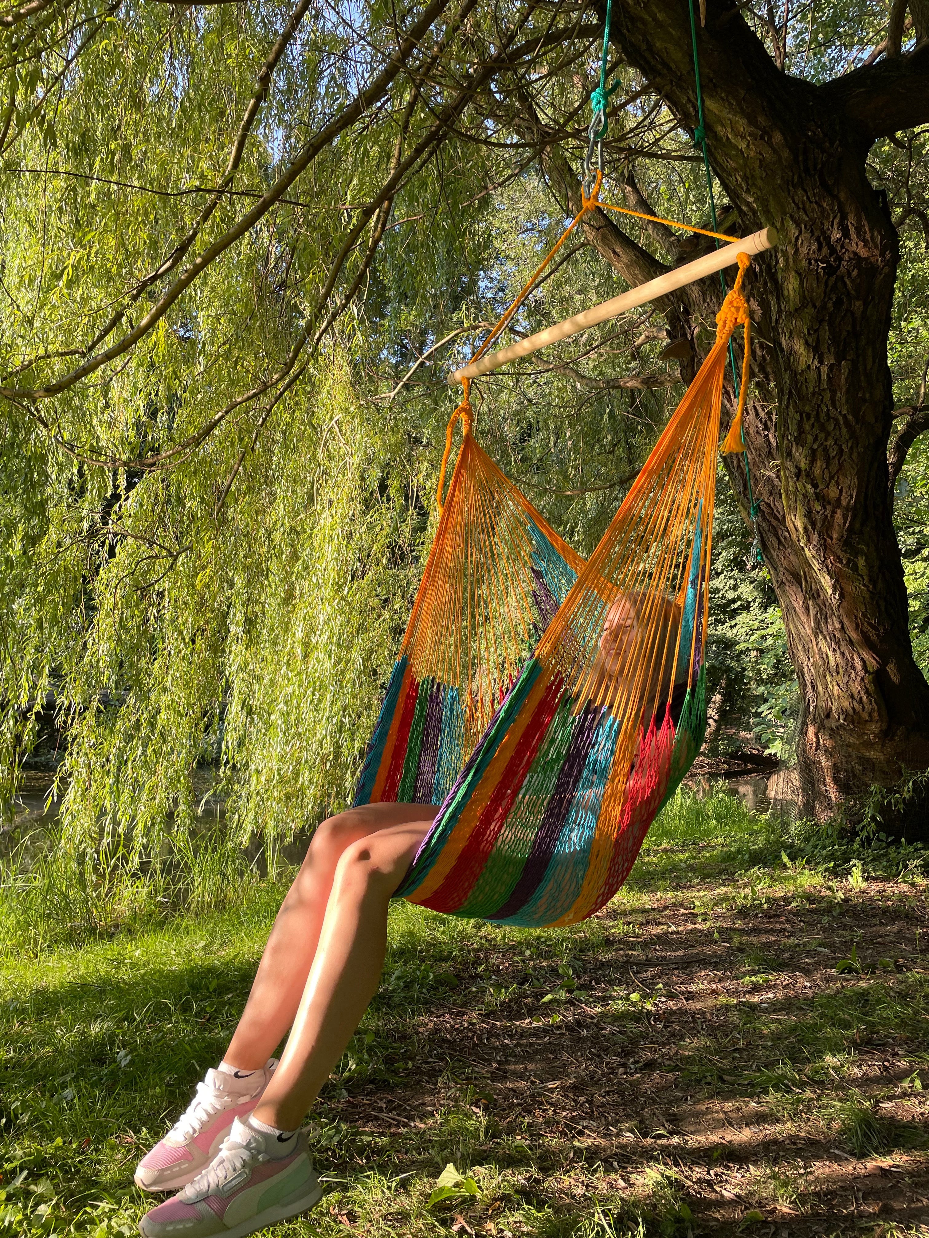 Meksykański Pleciony Fotel Hamakowy Indio L - bawełna / nylon