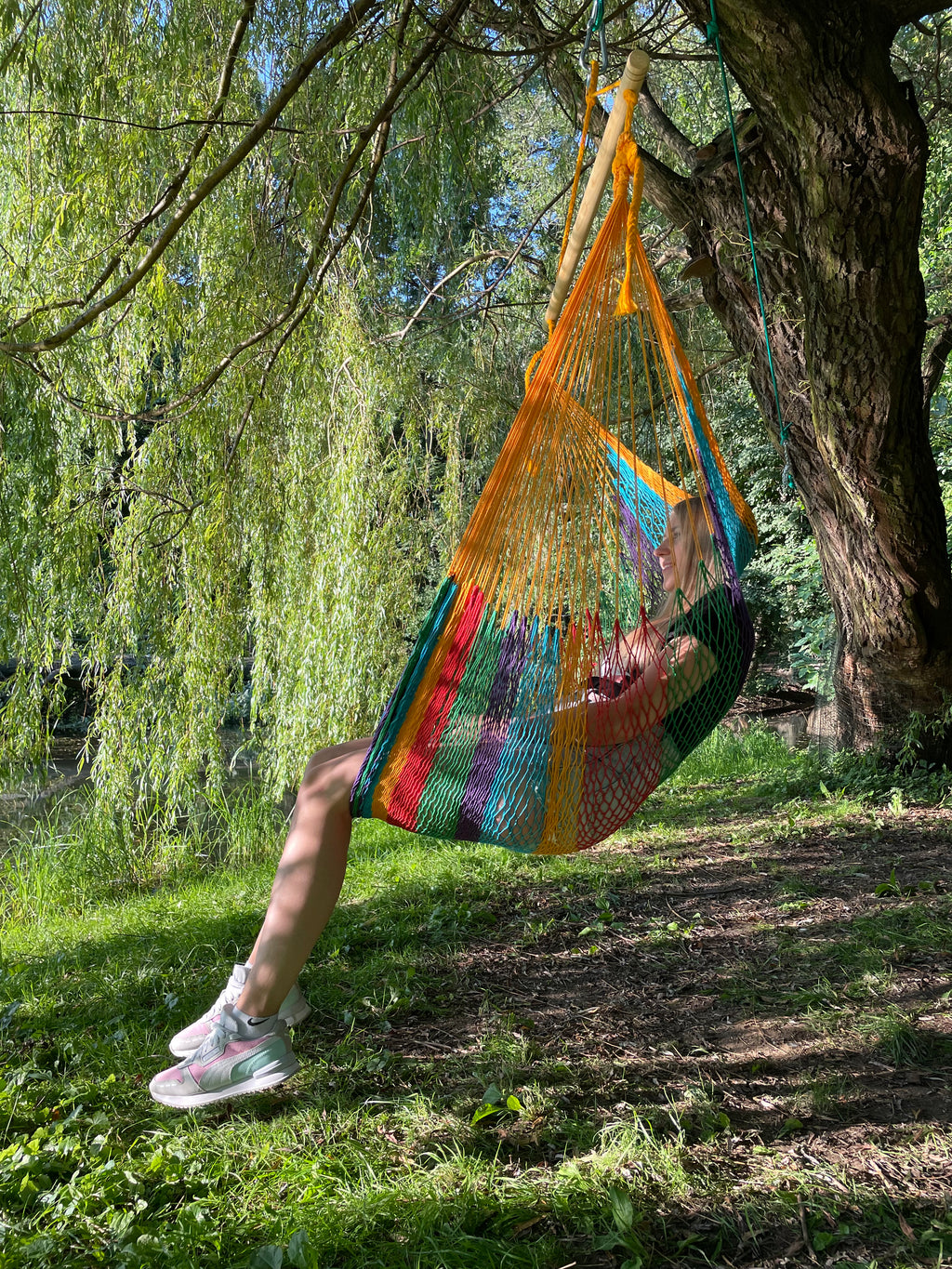 Meksykański Pleciony Fotel Hamakowy Indio L - bawełna / nylon