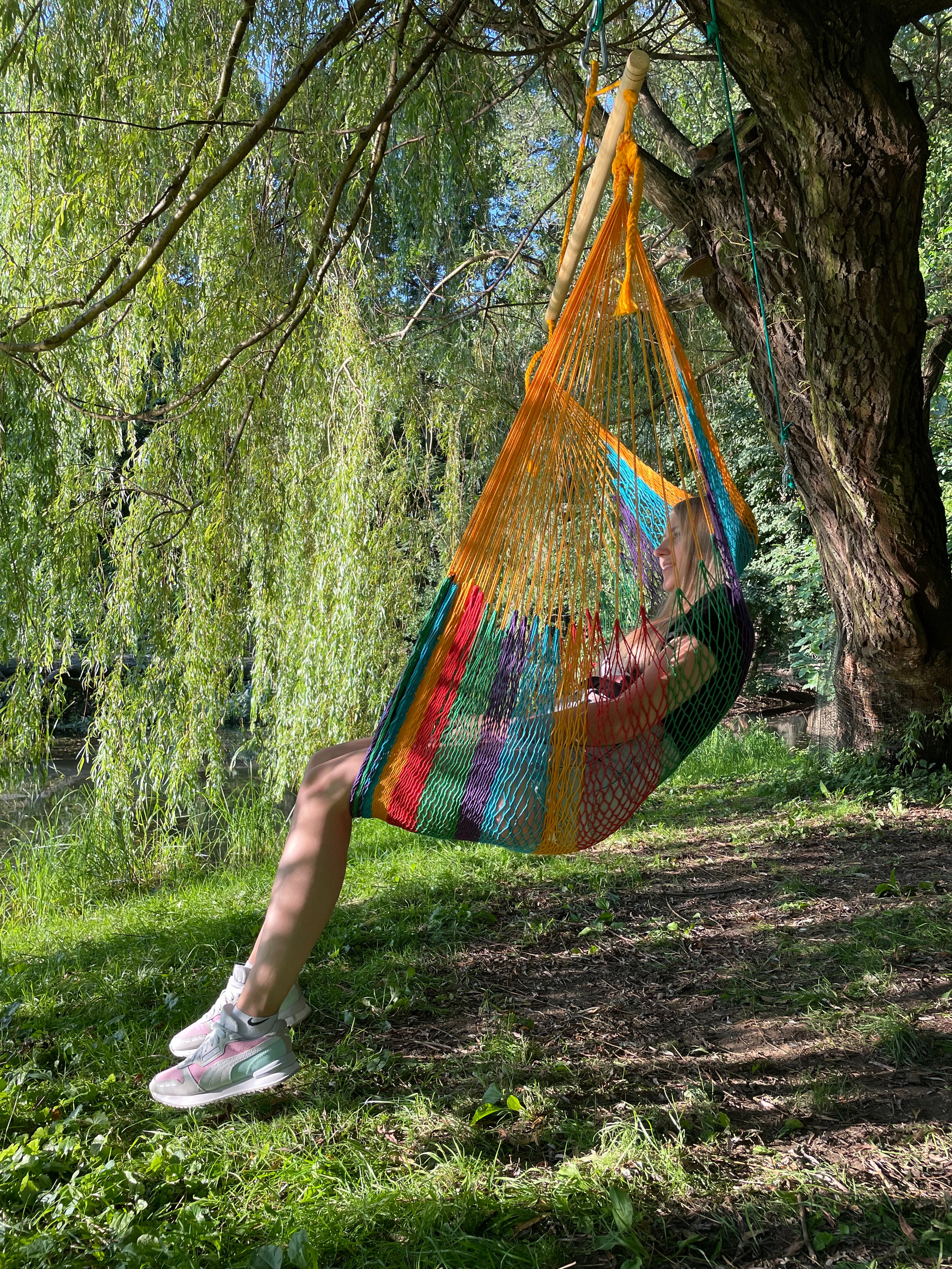 Meksykański Pleciony Fotel Hamakowy Indio L - bawełna / nylon