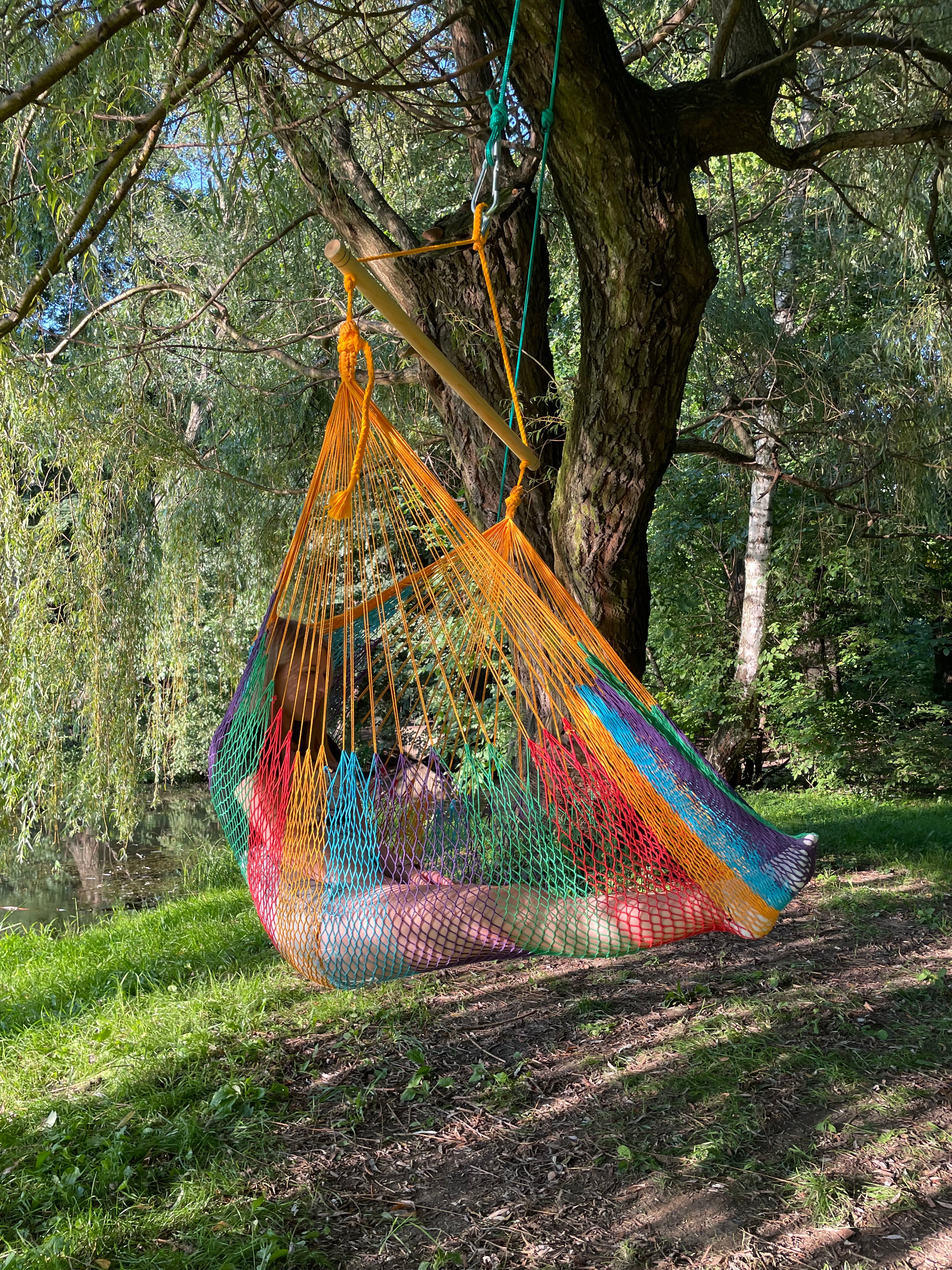 Meksykański Pleciony Fotel Hamakowy Indio L - bawełna / nylon