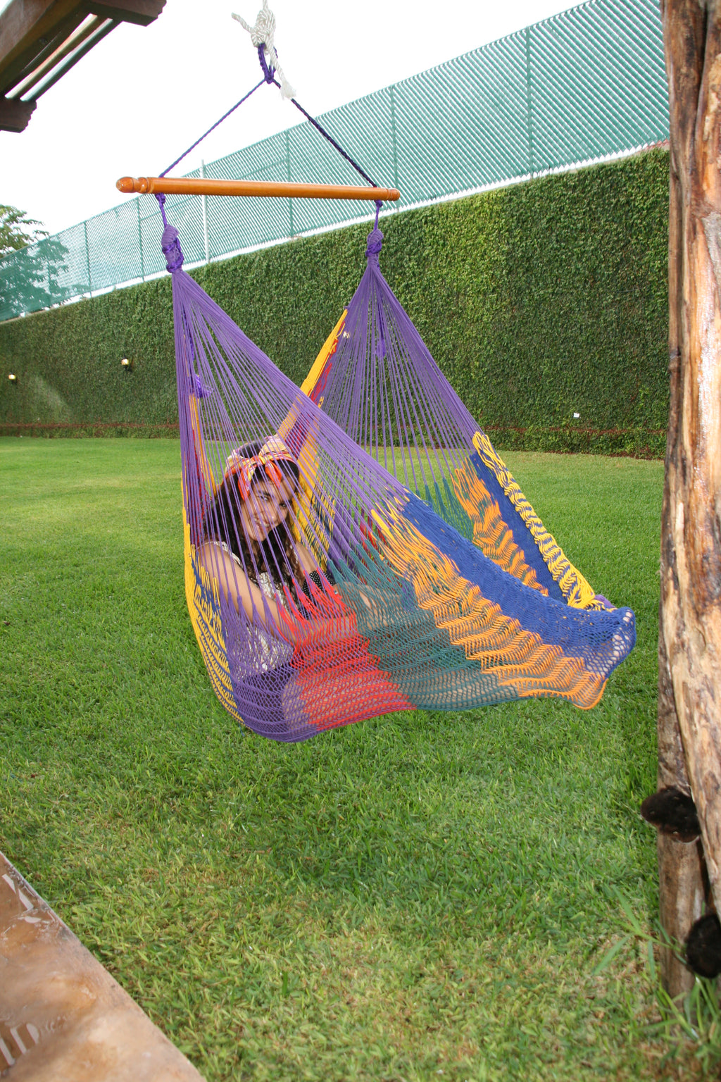 Meksykański Pleciony Fotel Hamakowy Indio L - bawełna / nylon