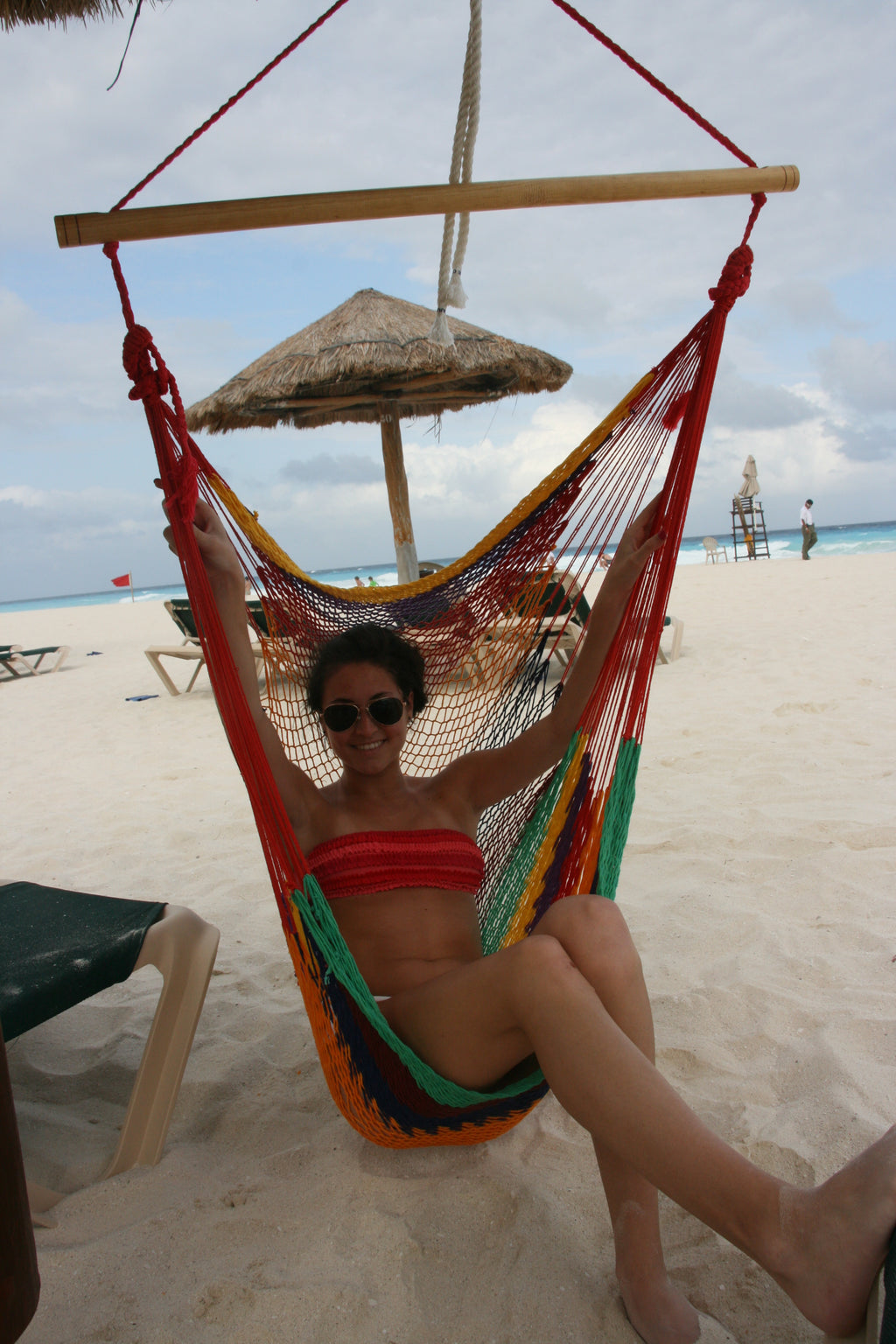 Meksykański Pleciony Fotel Hamakowy Indio L - bawełna / nylon