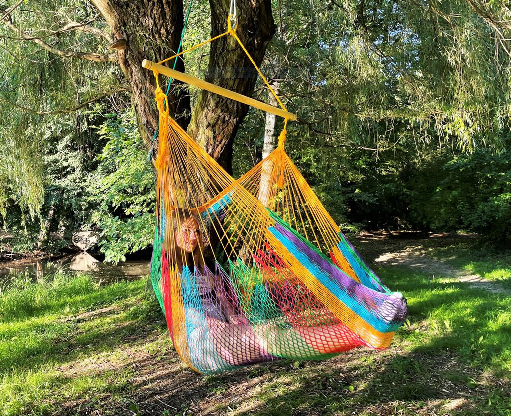 Meksykański Pleciony Fotel Hamakowy Indio L - bawełna / nylon