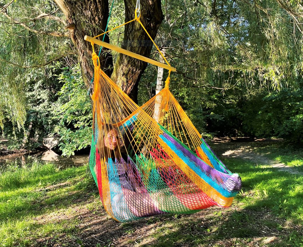 Meksykański Pleciony Fotel Hamakowy Indio L - bawełna / nylon