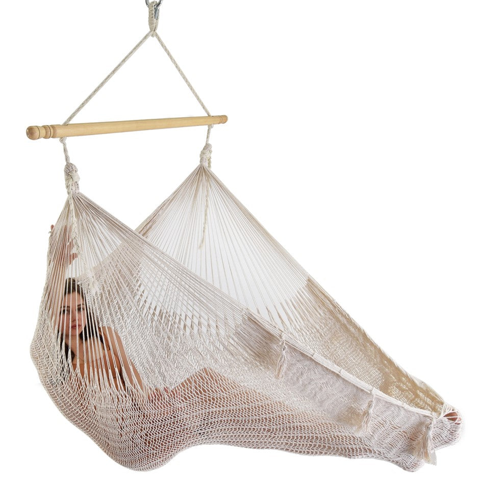 Meksykański Pleciony Fotel Hamakowy Merida - XXL - bawełna