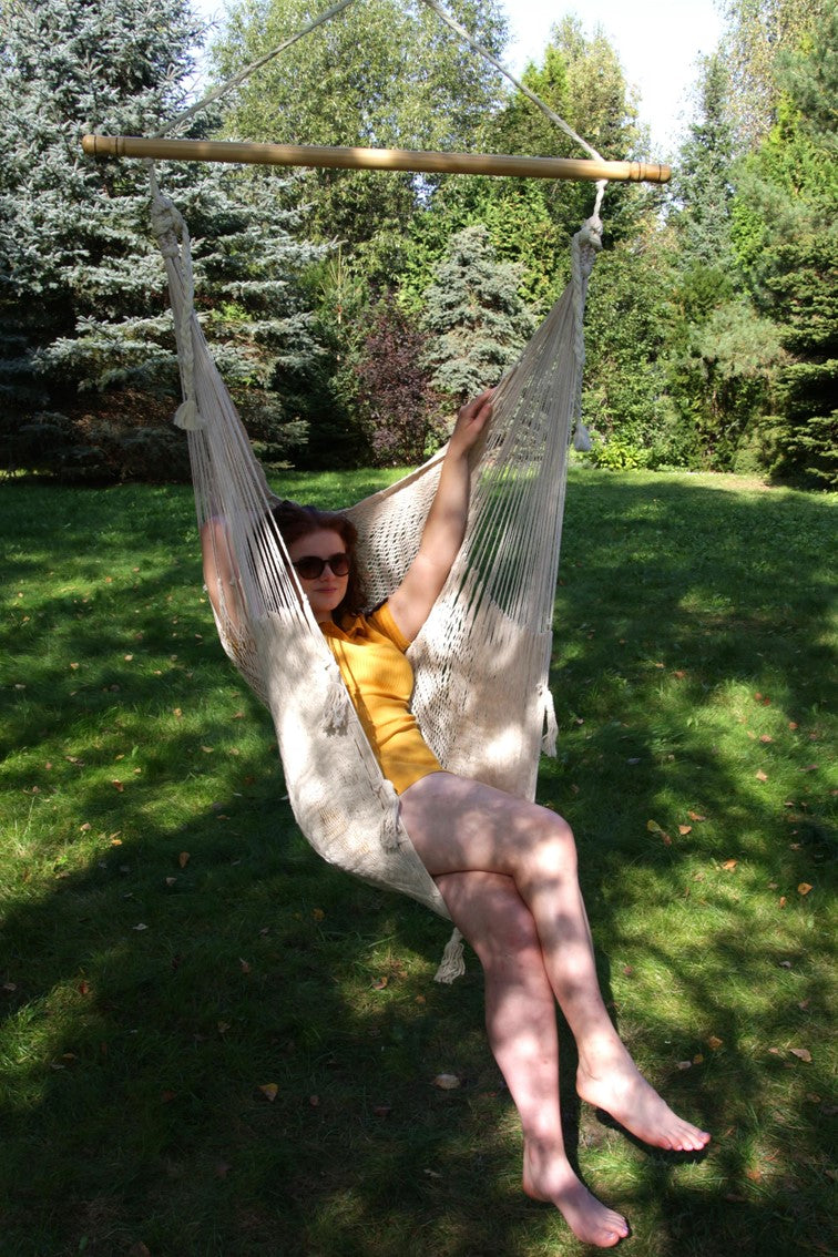 Meksykański Pleciony Fotel Hamakowy Merida - XXL - bawełna